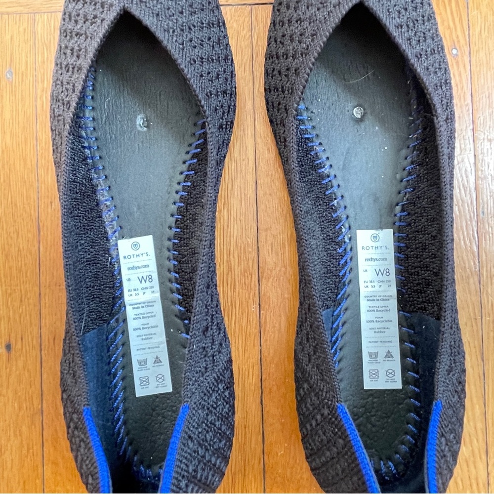 Rothy’s Black Pointed Toe Flats 8W - Picture 6 of 8
